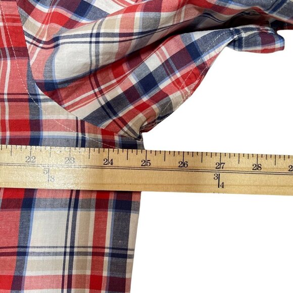 CHAPS Size Large Blue Casual Button Down Short Sleeve 100% Cotton Dress … - Picture 7 of 10